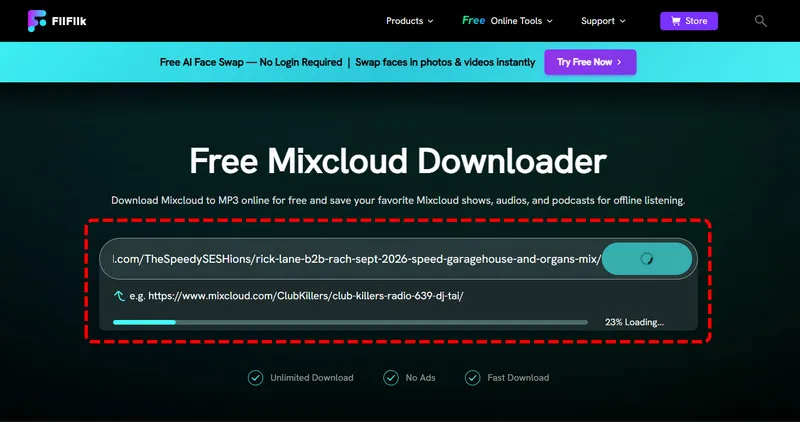 FliFlik Online Mixcloud Downloader