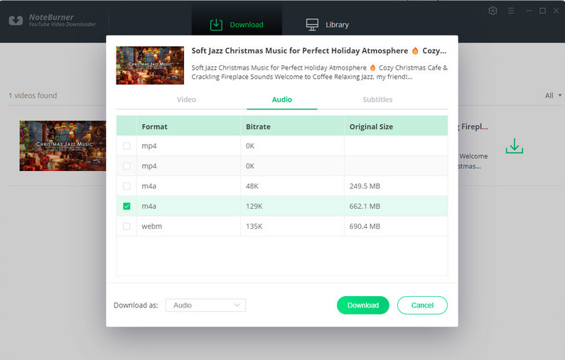 set up youtube video downloading format