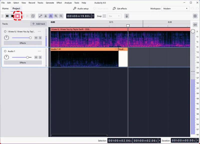record Qobuz music with Audacity