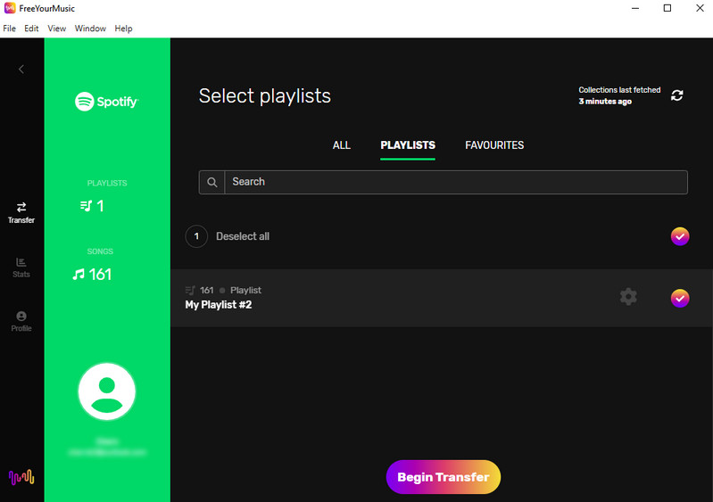select playlist freeyourmusic