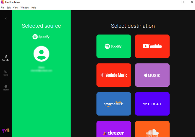 select source and destination freeyourmusic