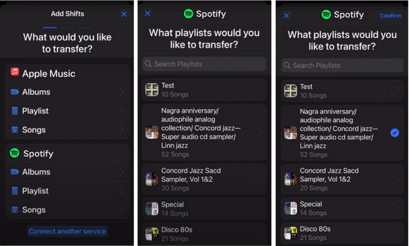 selet spotify playlists songshift