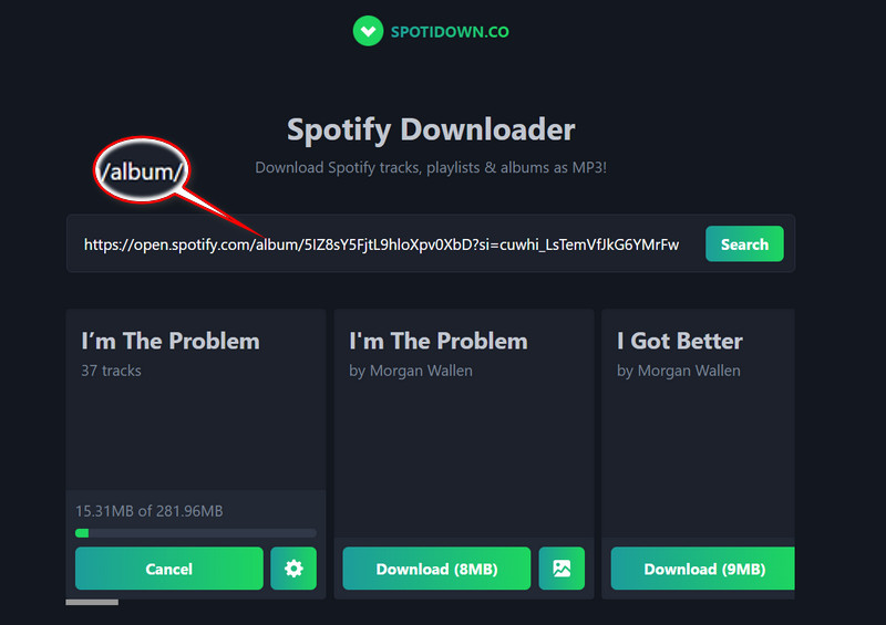 download Spotify album to MP3 online with spotidown