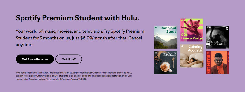 sign up for spotify to get 3 month premium free