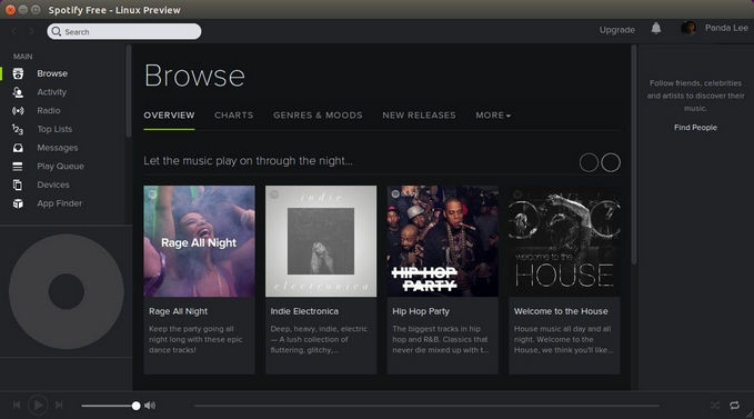 Spotify for Linux Interface