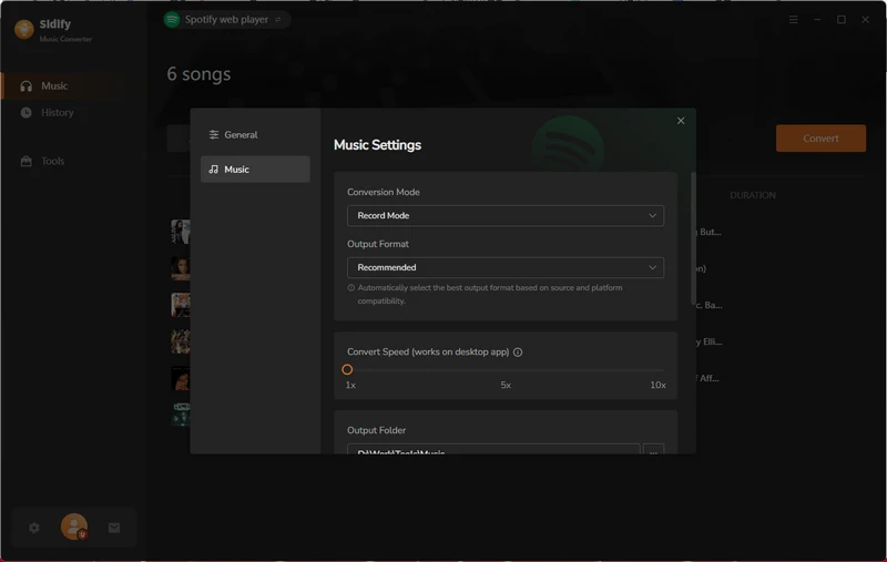 set up spotify mv download settings