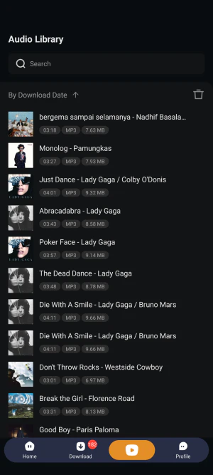 click downloaded history