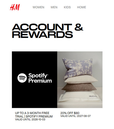 claim spotify premium 3 month with H&M