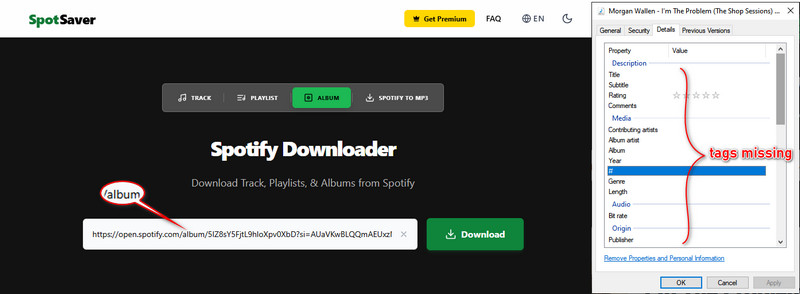 download Spotify album to MP3 online with spotsaver