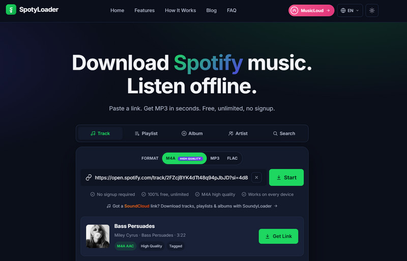 convert spotify music to m4a format with spotyloader