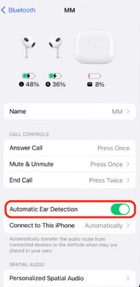 turn off automatica ear detection