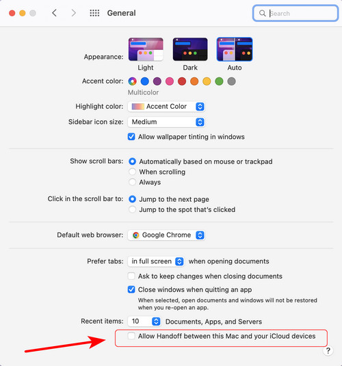turn off handoff mac