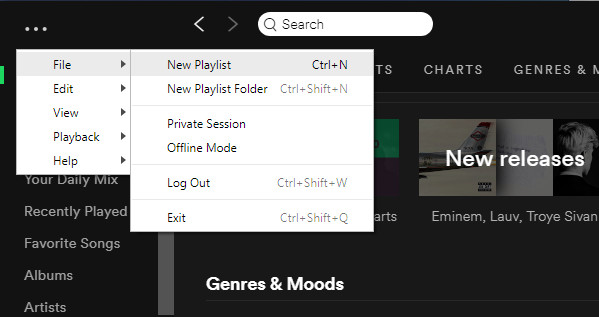 Create a new playlist on Spotify