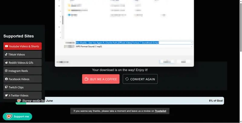 Step 3: save the MP3 format song