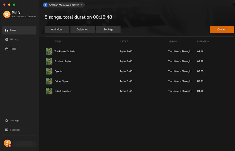 Add songs from Amazon Music