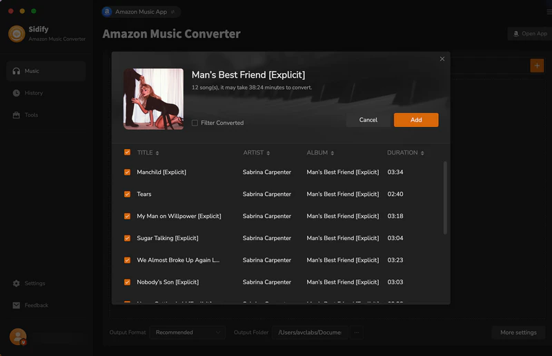 add amazon music to sidify