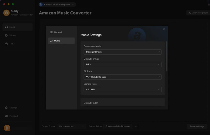 Customize the output settings
