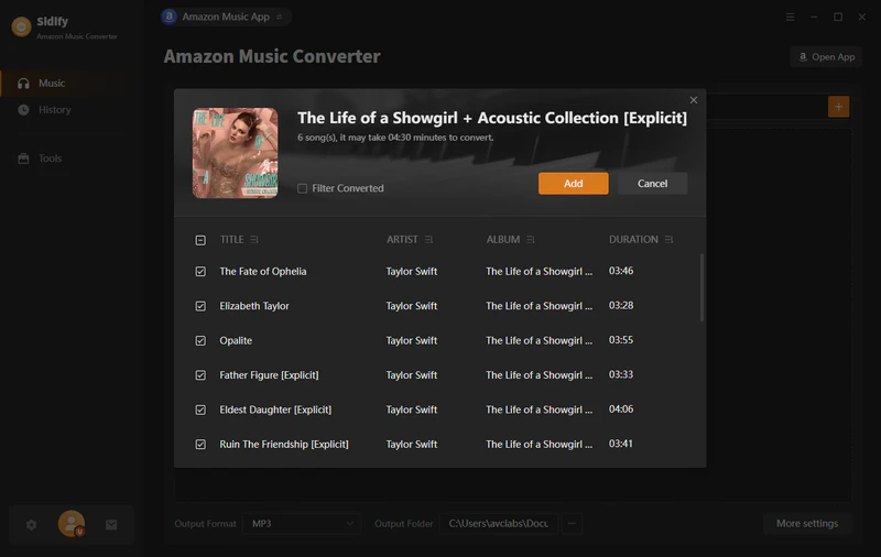 add amazon music to converter