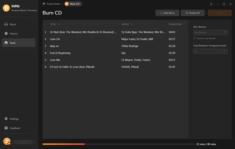 burn amzon music to cd