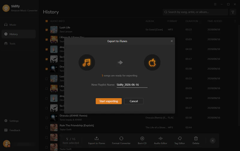export to itunes