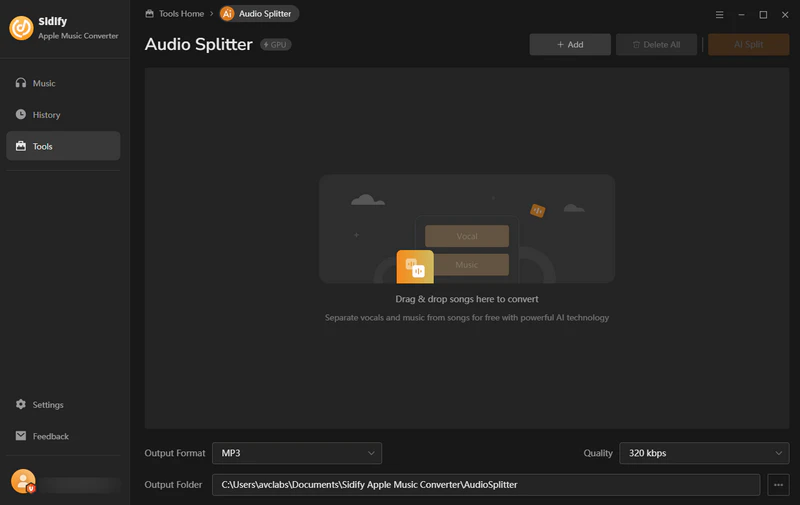 seperate vocal and music from audio files