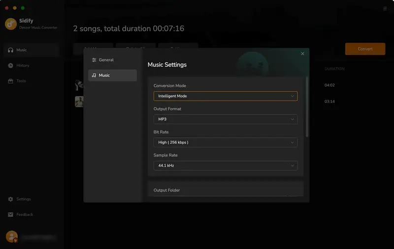 customize output settings