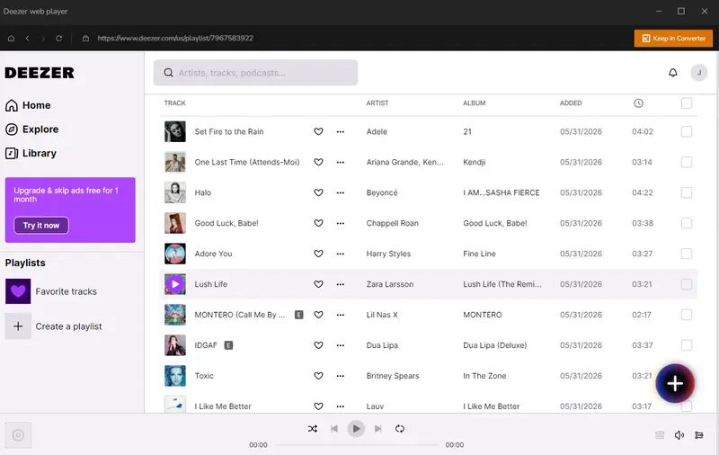 add deezer music to convert