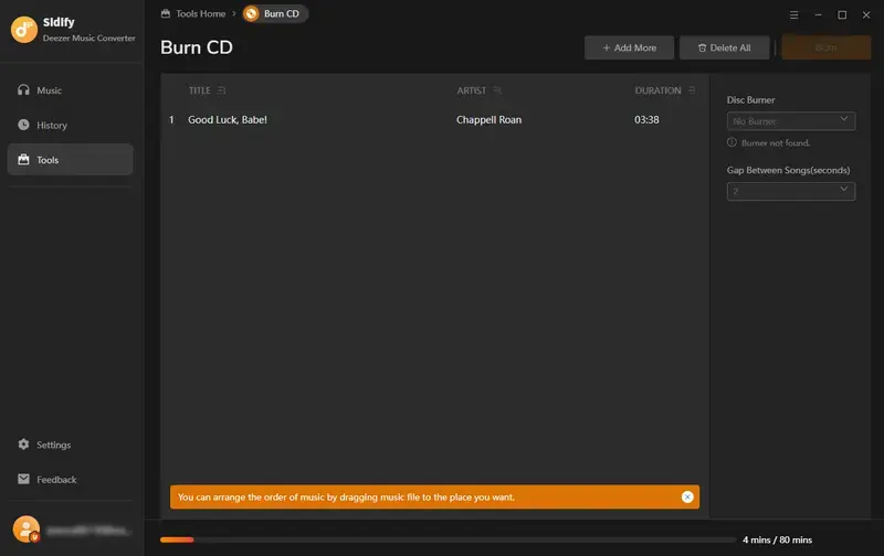 burn deezer music to cd