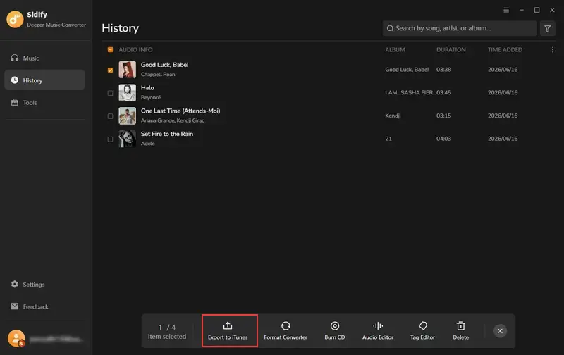 export deezer to itunes