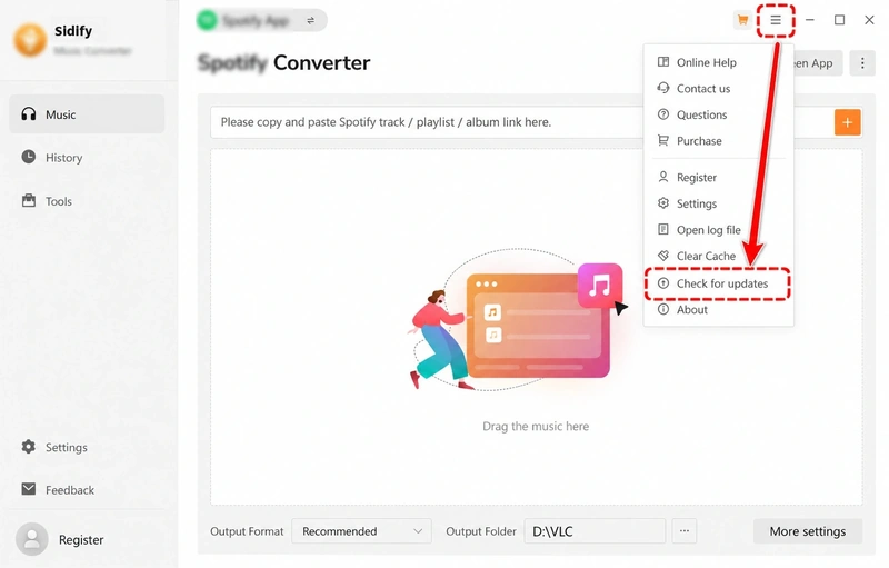 Check for Updates in Sidify Music Converter for Mac