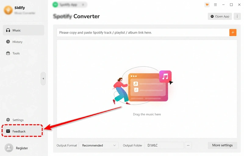 Feedback in Sidify Music Converter for Mac
