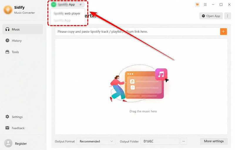 Switch conversion mode in Sidify Music Converter for Mac