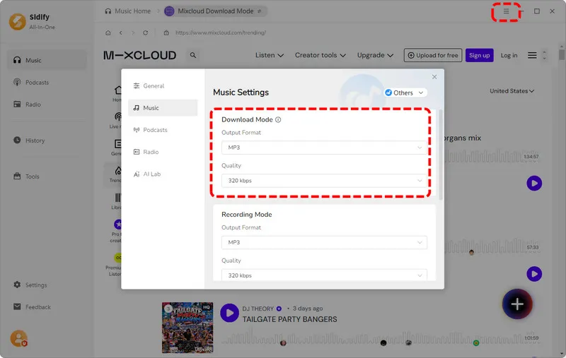Set Output Settings