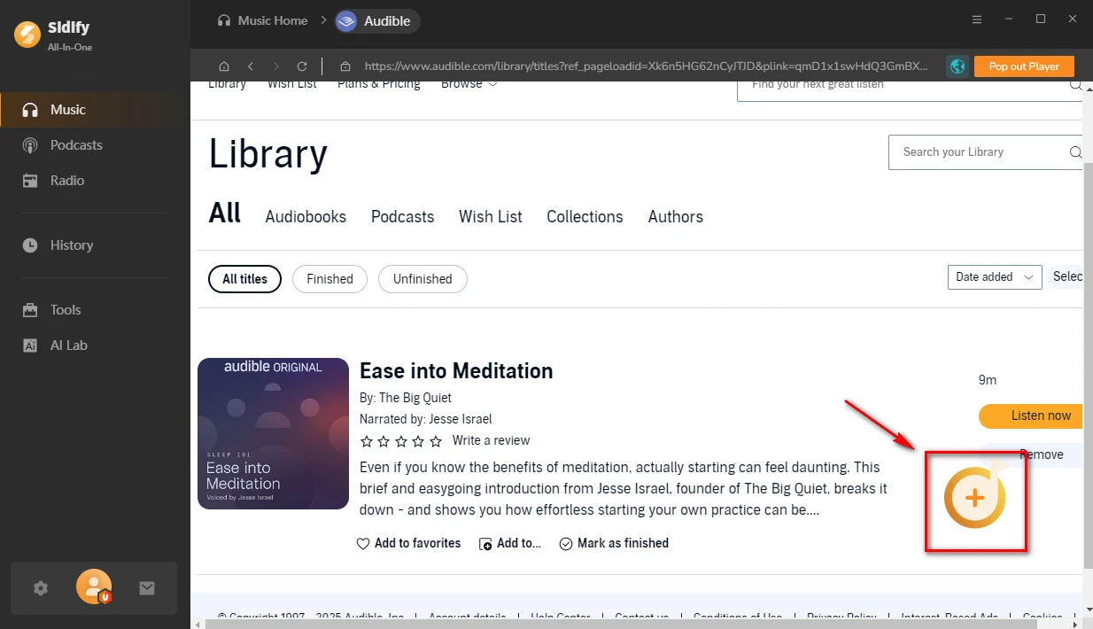 add audible audiobooks