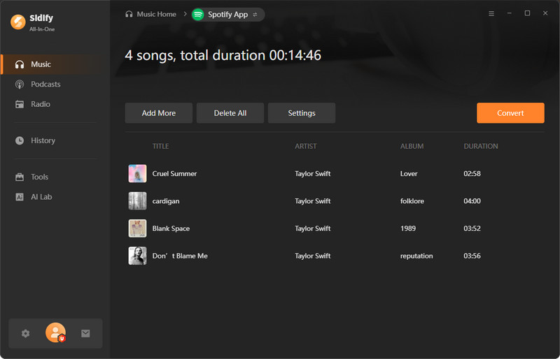 spotify music to convert