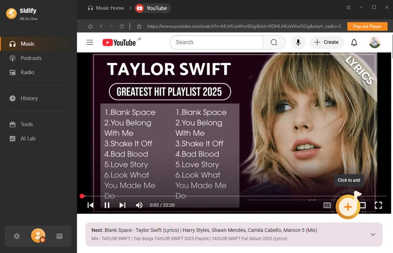 add youtube to sidify