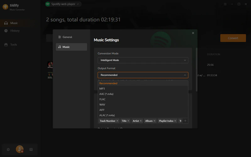 choose recommended as output format