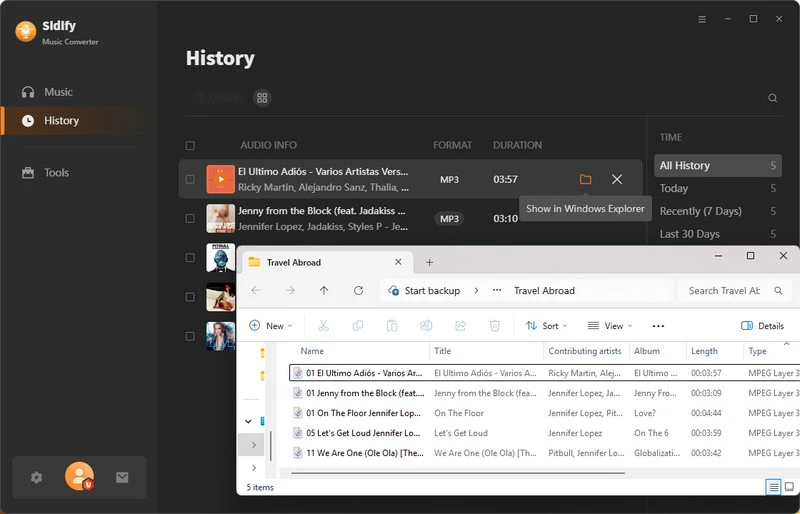 locate the converted mp3 files
