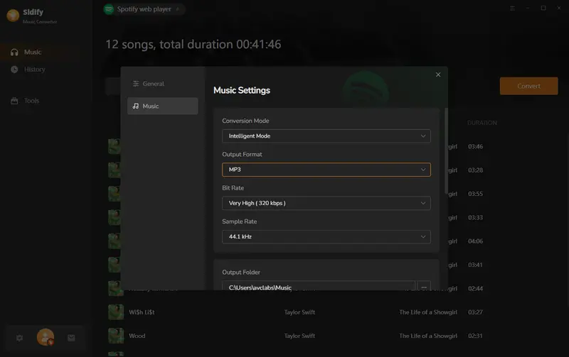 set mp3 format