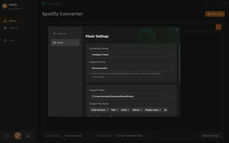set spotify Recommended download format
