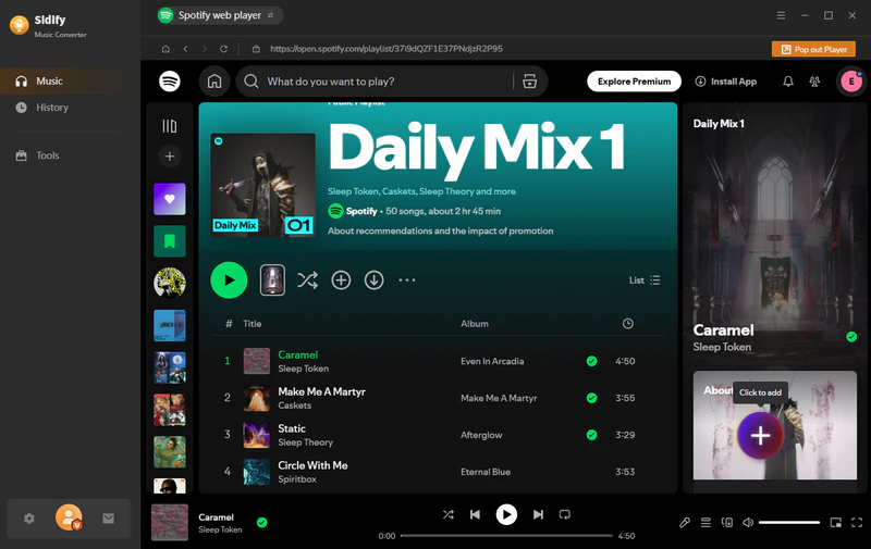 Add Spotify WebPlayer music