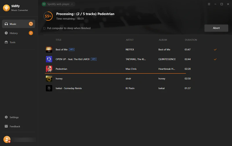 export spotify songs as mp3