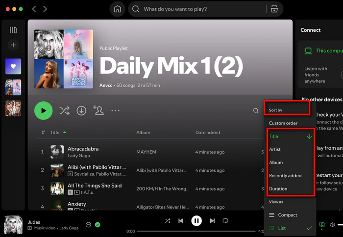 auto-sort edit playlist order on spotify desktop