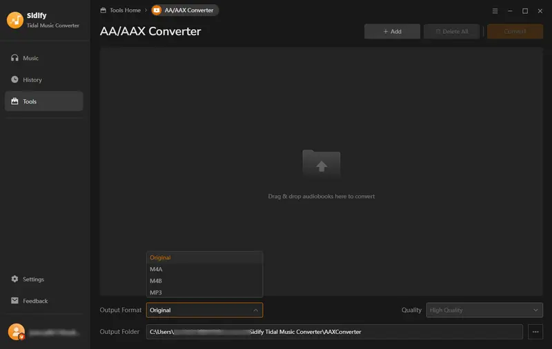 convert tidal audiobook format