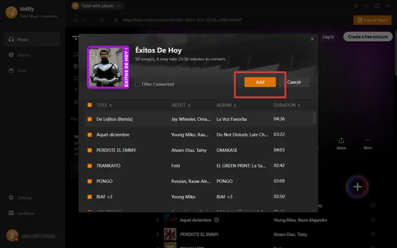add tidal music