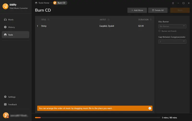 burn tidal music to cd