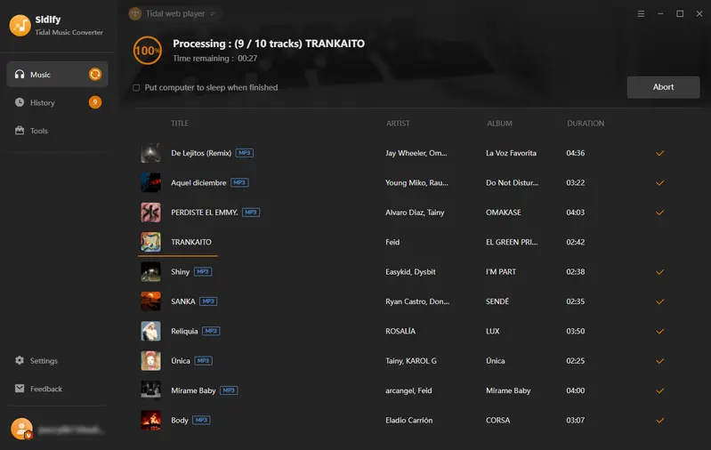 Convert Tidal music
