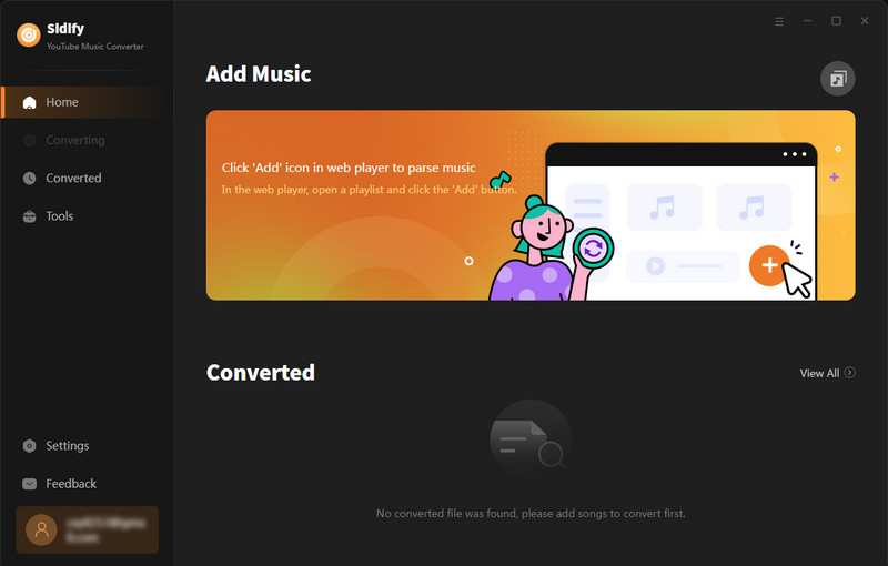 sidify youtube music converter main interface