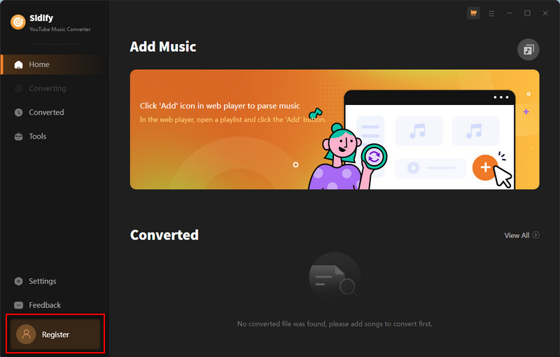 Register Sidify YouTube Music Converter