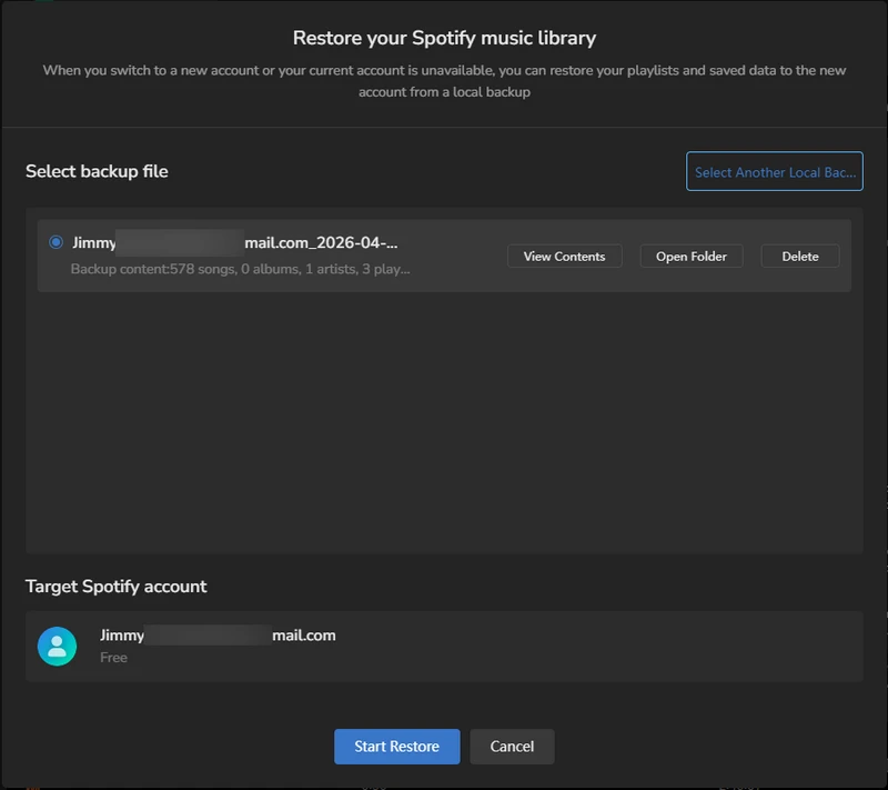 restore spotify music library
